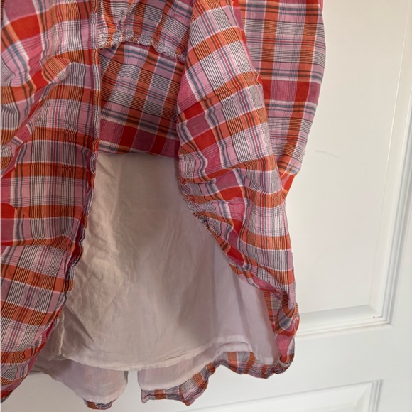 Madewell Plaid Ruffle XL Hero Plaid Popover dress w ruffle sleeve cotton blend - Picture 7 of 11